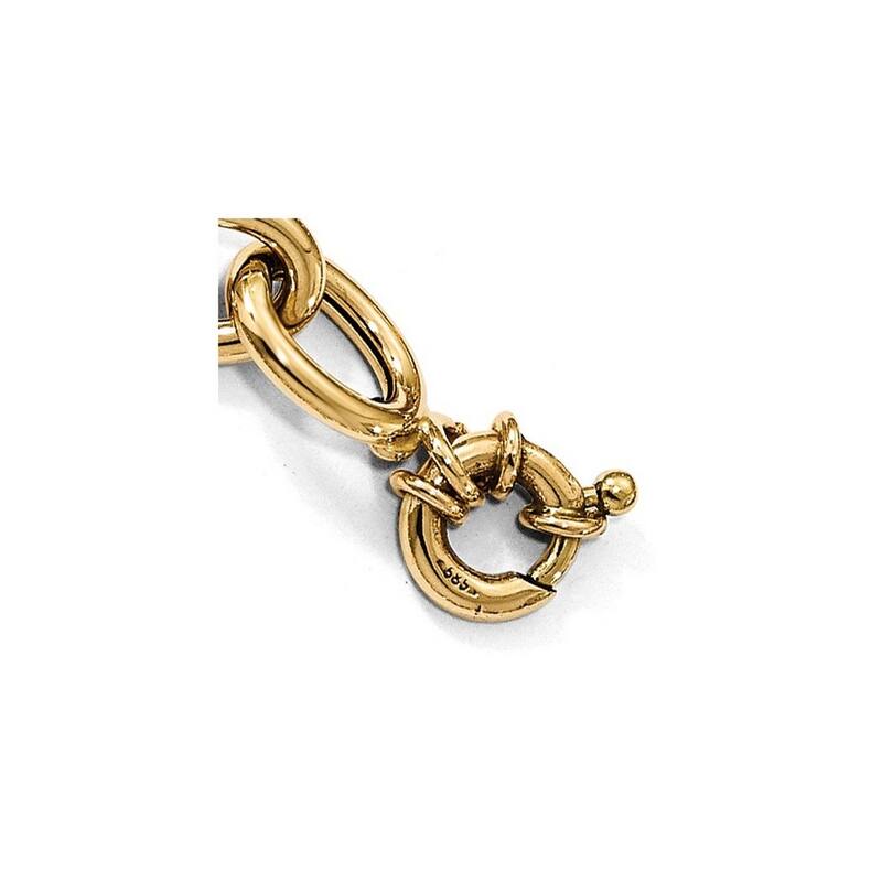Curata 8mm 14k Yellow Gold Polished Cable Oval Link Bracelet 7.5 Inch
