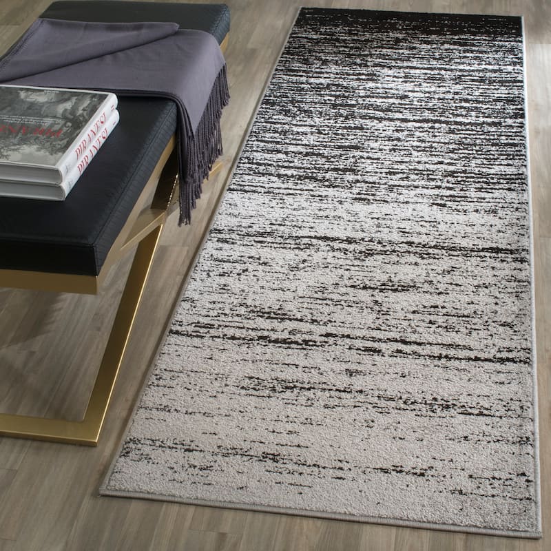 SAFAVIEH Adirondack Vera Modern Ombre Distressed Area Rug - 2'6" x 10' Runner - Silver/Black - Runner