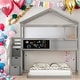 preview thumbnail 2 of 22, Twin over Full House Bunk Bed with Storage Staircase and Blackboard