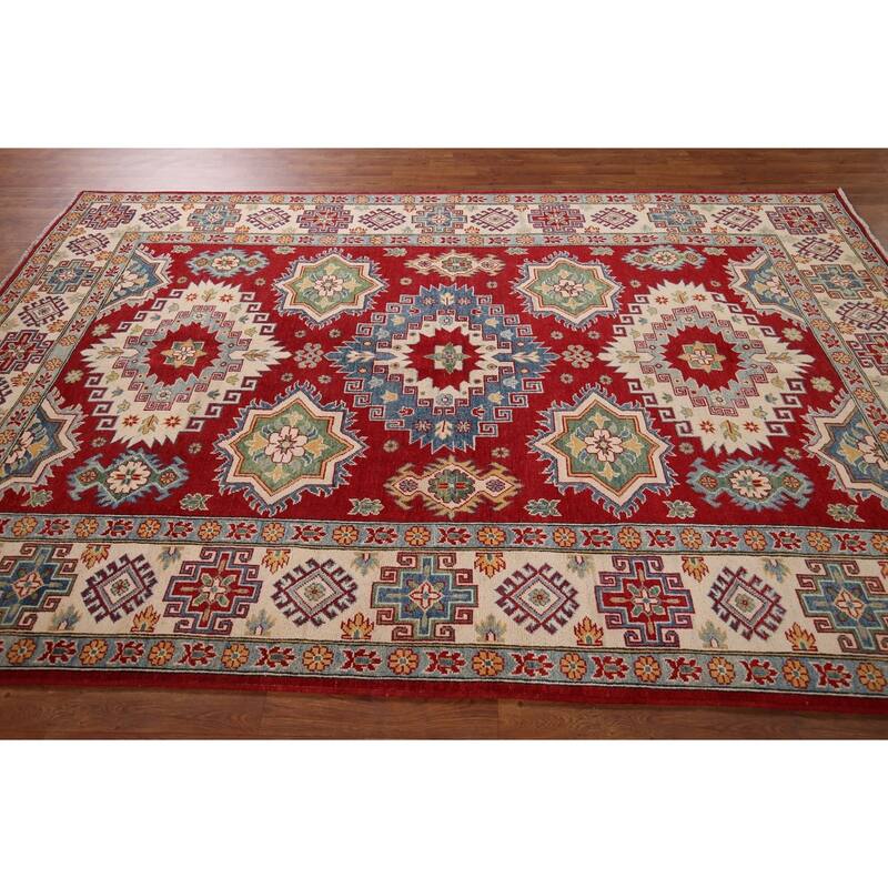 Red Kazak Area Rug Bedroom Hand-Knotted Wool Carpet - 6'7" x 9'9"