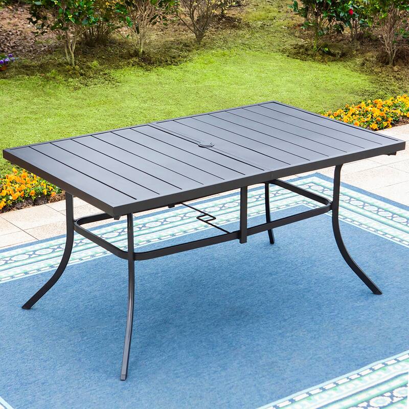 8-Piece Metal E-coating Patio Dining Set with Patio Umbrella