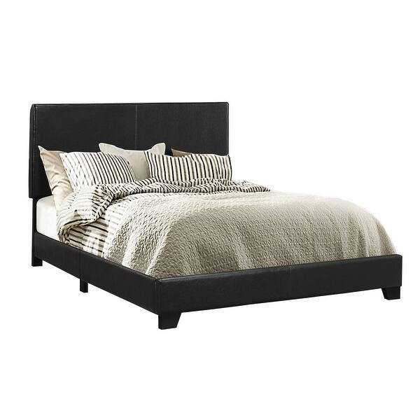 Leather Upholstered Queen Size Platform Bed, Black On Sale