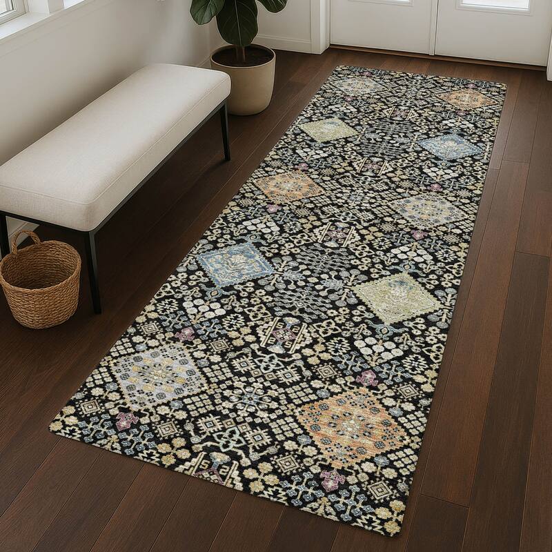 Machine Washable Indoor/ Outdoor Boho Panel Chantille Rug