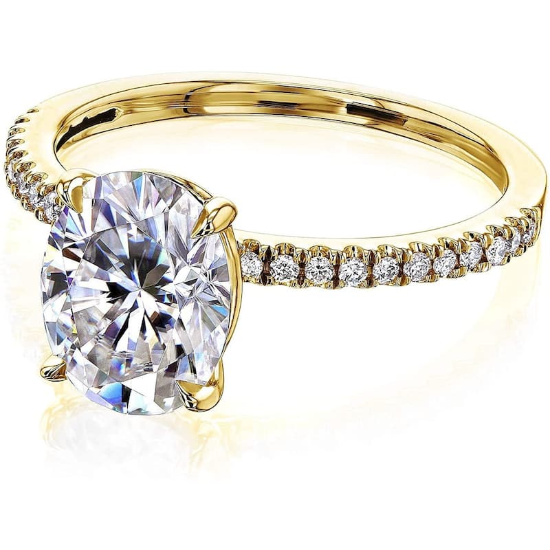 Annello by Kobelli 14k Gold 2ct TGW Moissanite and Lab Diamond Engagement Ring (HI/VS, DEF/VS)