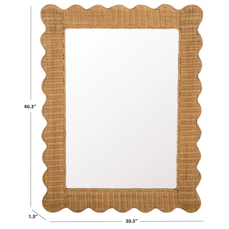 SAFAVIEH Couture Glendetta Natural 40.3-inch Vertical Rectangle Rattan Mirror - 30.5"W x 1.5"D x 40.3"H