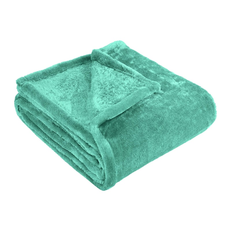 Superior Solid Fluffy Fleece Blanket, Plush and All Season - Full/Queen - Turquoise