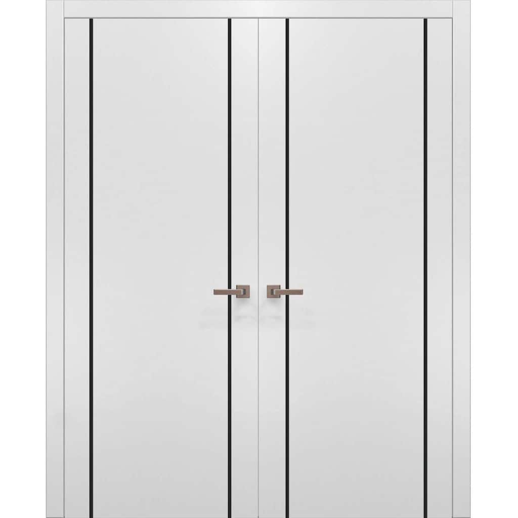 Solid French Double Doors 56 x 80 Planum 0016 White Silk with