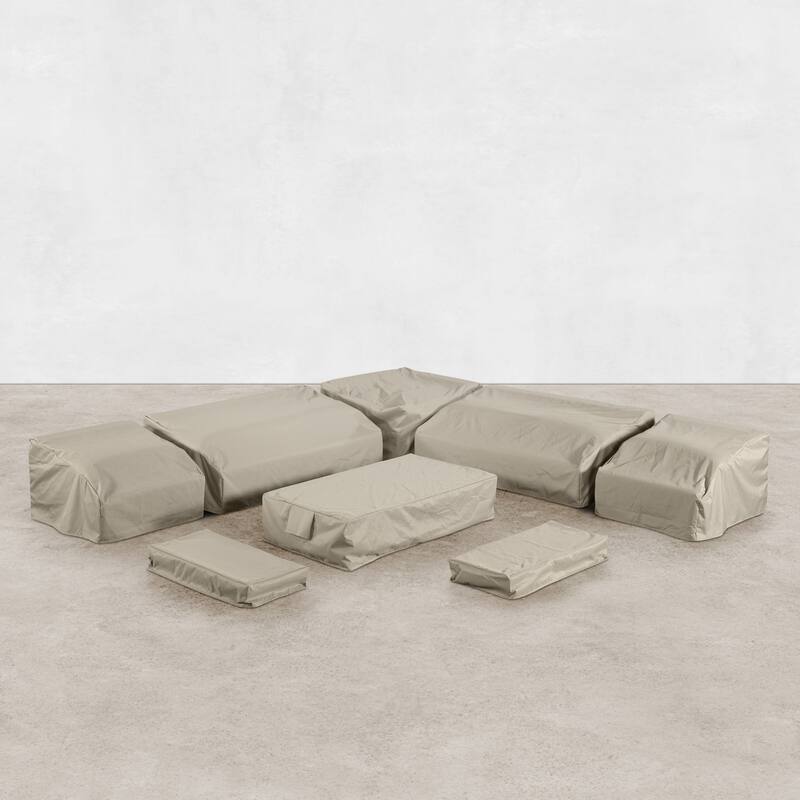 Oslo Aluminum Outdoor Upholstered Sectional Lounge Set- 6-Piece