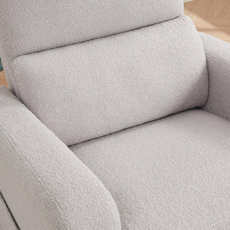 Swivel Manual Recliner Chair Teddy Fabric Nursery Glider Rocking Recliner Set of 2