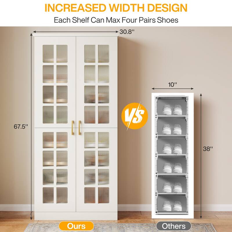 9-Tier Modern Shoe Storage Cabinet with Doors and Adjustable Shelves