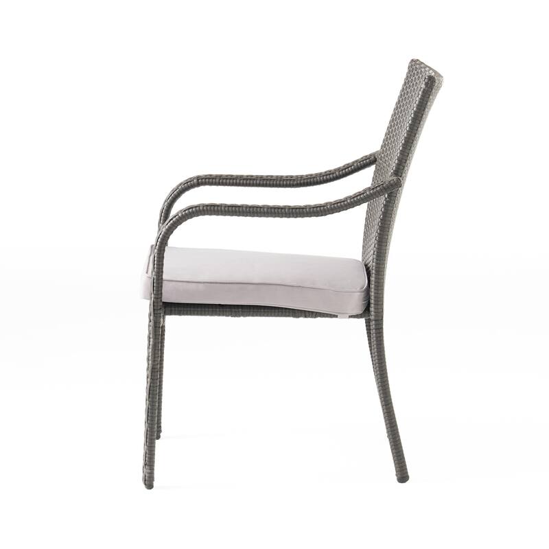 Outdoor PE Rattan Stacking Chair with Iron Frame(Set of 4)