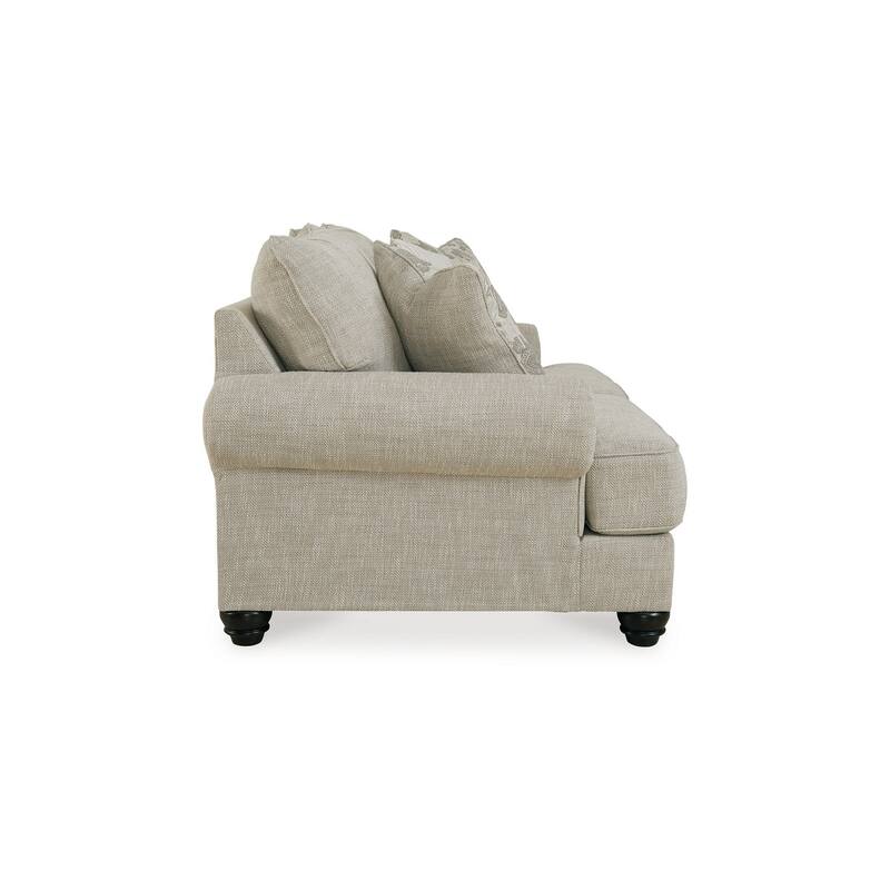 Asen 71 Inch Loveseat with 3 Accent Pillows, Roll Arms, Polyester, Beige