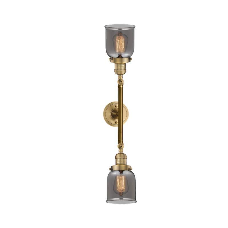 Innovations Lighting Small Bell 2 Light 23" Wide Bathroom Vanity Light - Brushed Brass / Plated Smoked