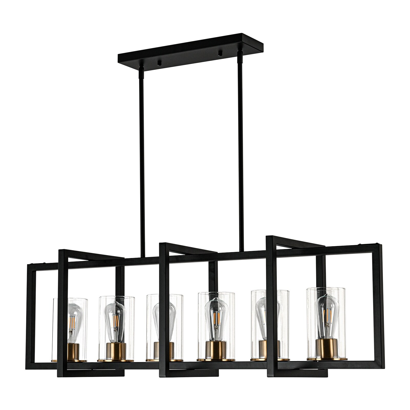 Modern Black Glass Pendant Light – 11.8" Industrial Farmhouse Fixture With Clear Glass Shade For Kitchen Island, Dining Room, Hallway (E26, Adjustable Chain)