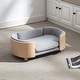 preview thumbnail 25 of 29, Velvet Cushion Chair With Solid Wood legs and Bent Wood Back/Pet Sofa Light Grey