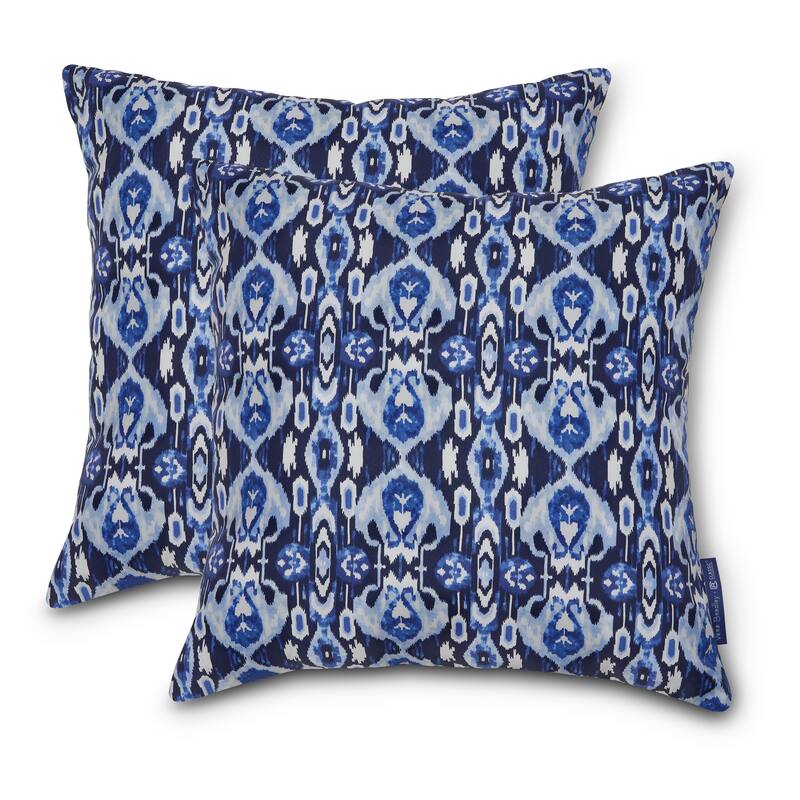 Vera Bradley by Classic Accessories Water-Resistant Accent Pillows, 18 x 18 x 8 Inch, 2 Pack - Ikat Island