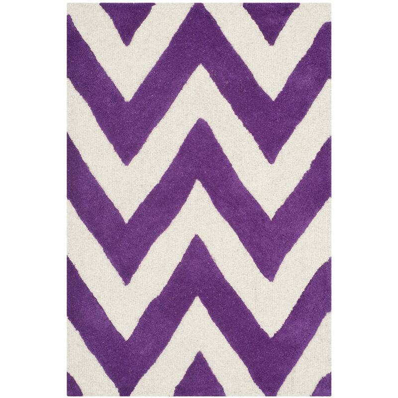 SAFAVIEH Handmade Cambridge Hicran Modern Moroccan Wool Rug - 2' x 3' - Purple/Ivory