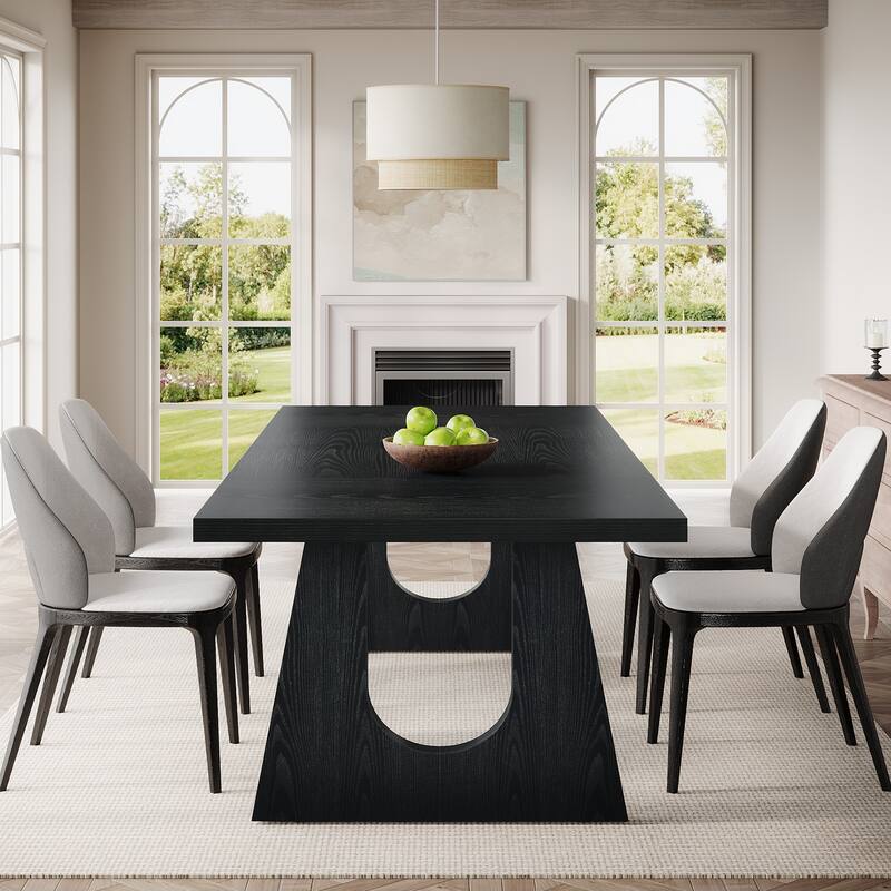 Large Dining Table Wood Oak Rectangular Farmhouse Center Kitchen