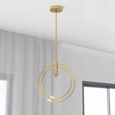 Nyla Single Light Brass Circular Pendant - 14 x 12 x 15