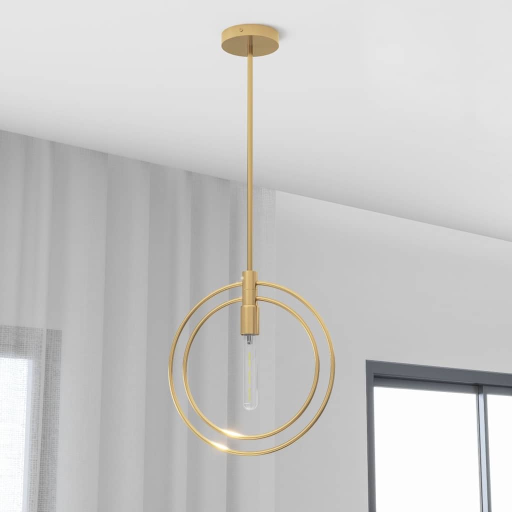 Nyla Single Light Brass Circular Pendant - 14 x 12 x 15