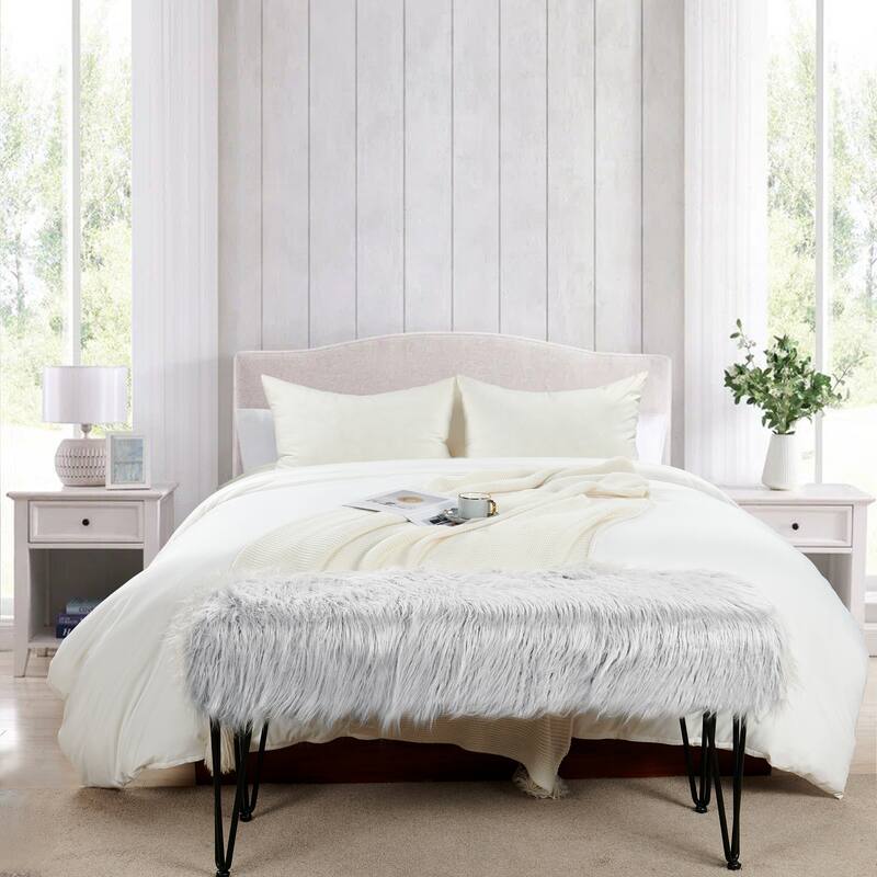 Mongolian Fauxfur Ottoman