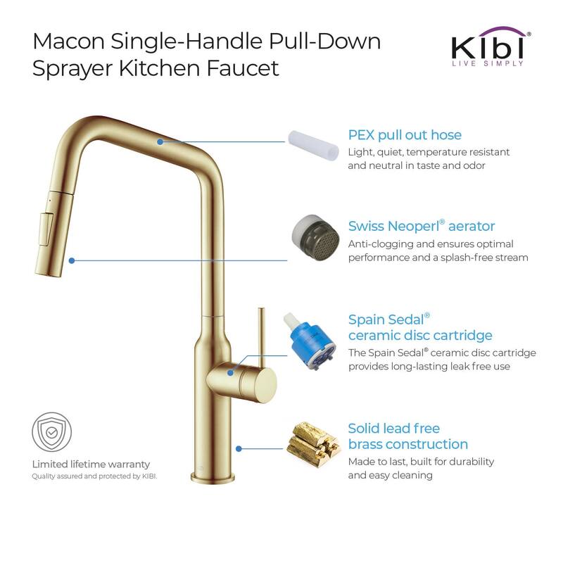 Brass High Arc Single Lever Kitchen Faucet with Pull Down Sprayer