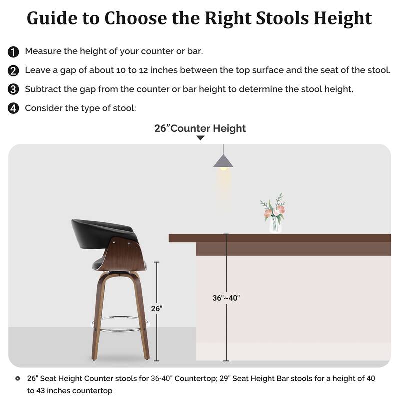 Modern Swivel Bar Stools Upholstered Counter Height Stools, Set of 2