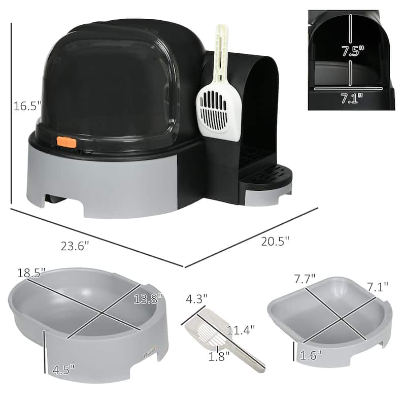 Cat Litter Box with Front Cover and Litter Scoop Included - 20.5" L x 23.6" W x 16.5" H