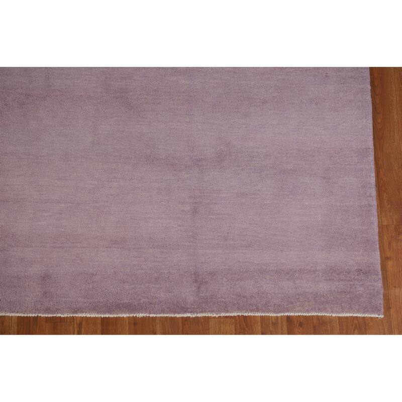 Hand Knotted Oriental 100% Wool Carpet Modern Solid Purples Gabbeh Area Rug - 12' 2'' X 9' 1''