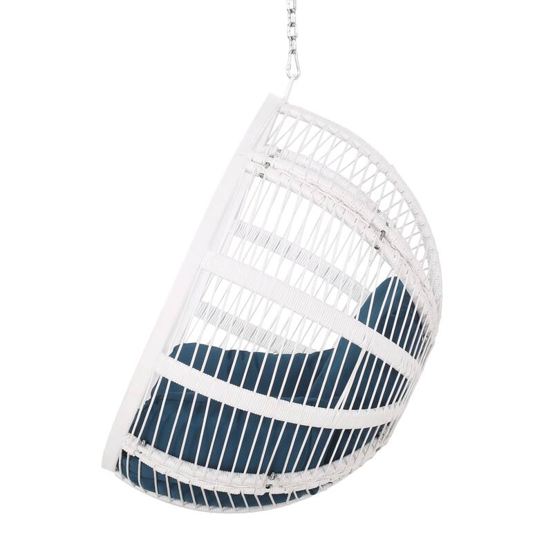 Washington Outdoor Rope and Iron Hanging Chair (No Stand) by Christopher Knight Home - 400 lb limit