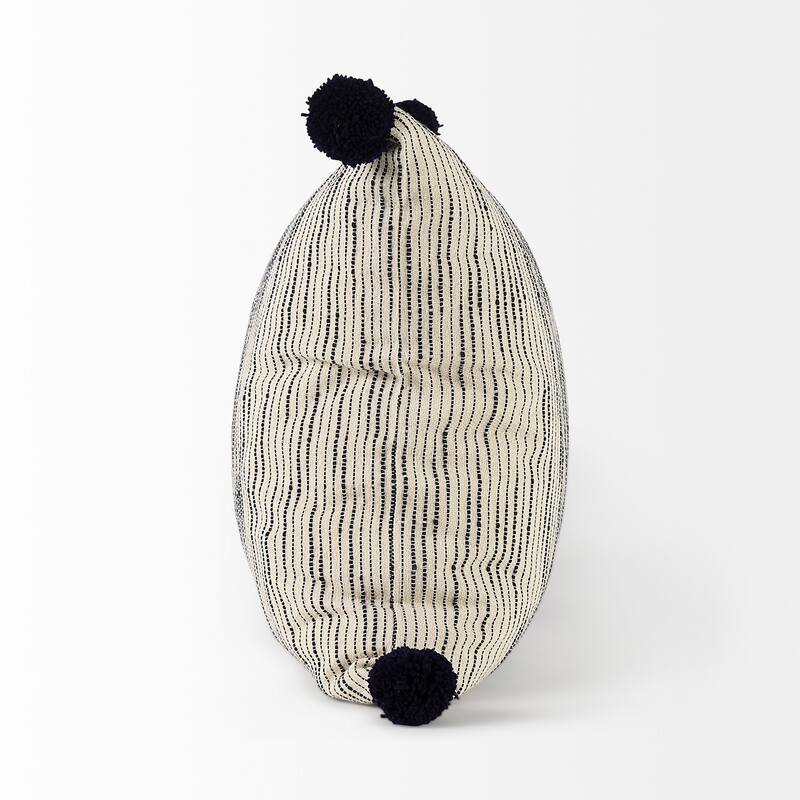 Krystal Cream/Blue Pom Pom Decorative Pillow Cover