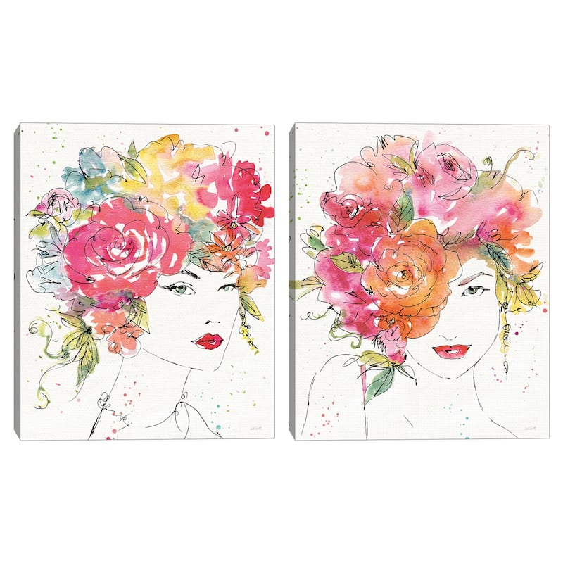 Floral Figures I-IV by Anne Tavoletti Canvas Art Prints