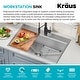 preview thumbnail 30 of 150, KRAUS Kore Workstation Drop-In Stainless Steel Kitchen Sink