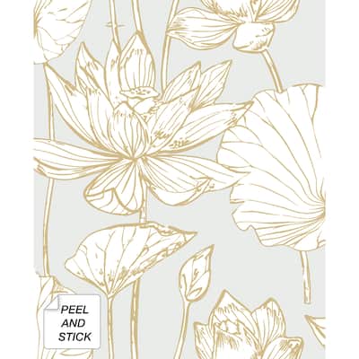 NextWall Lotus Floral Peel and Stick Wallpaper