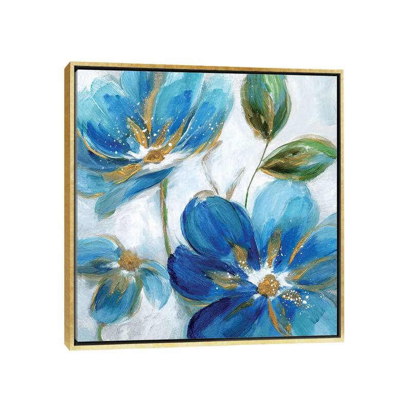 iCanvas "Flowering Blues II" by Nan Framed Canvas Print - Gold - 18x18