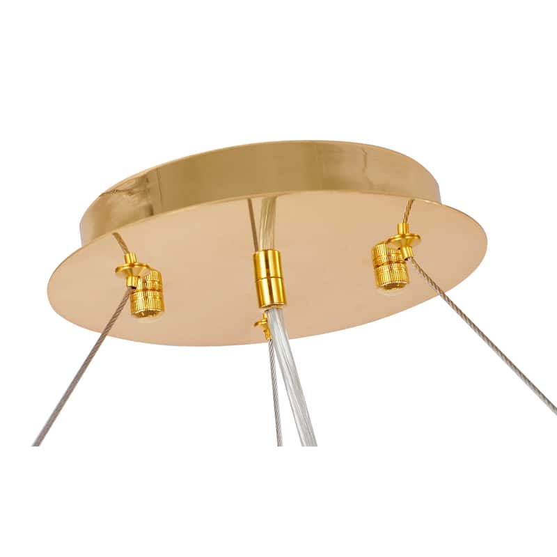 16-Light Gold Aluminum Chandelier With Clear Glass Drops