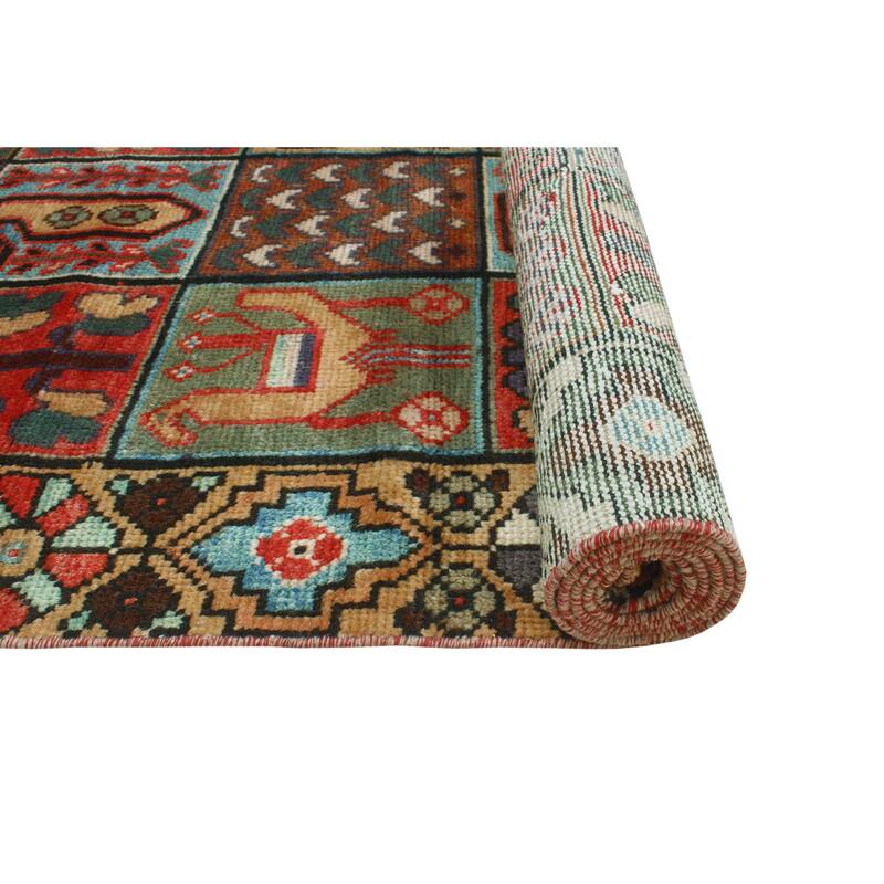 Fine Vintage Distressed Alula Red/Blue Runner - 3'2" x 9'8"