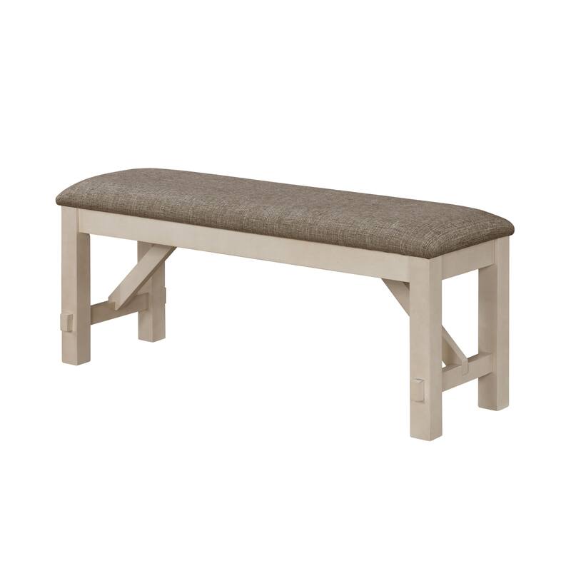 Cottage Style 1pc Upholstered Seat Chalk Gray Finish Bench Dining Room Bedroom Wooden Furniture Standard Height