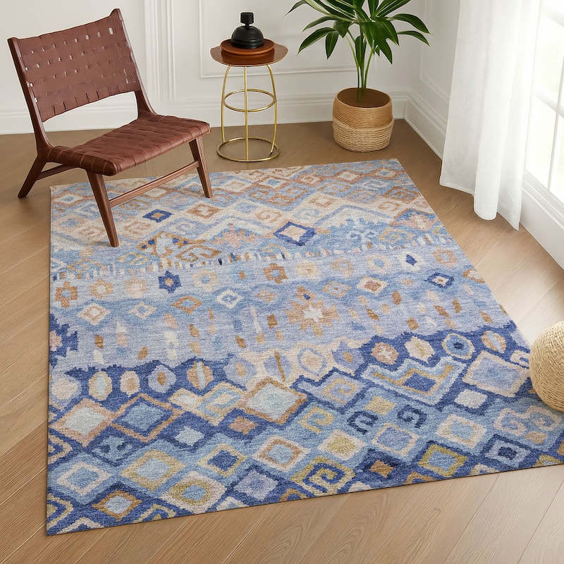 Machine Washable Indoor/ Outdoor Boho Moroccan Chantille Rug