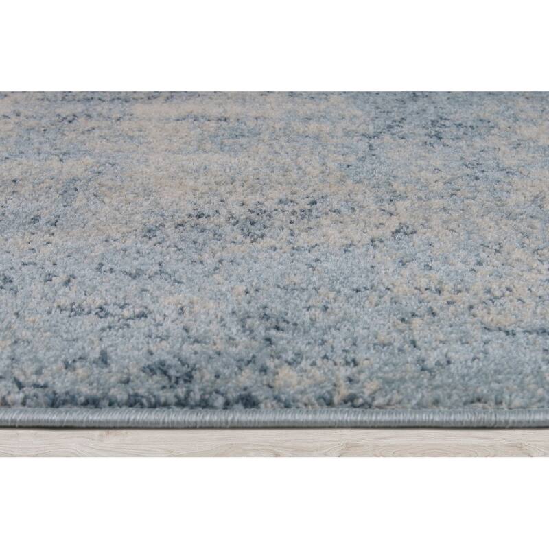 Blue Ivory Abstract Rustic Area Rug Tapis Living Room