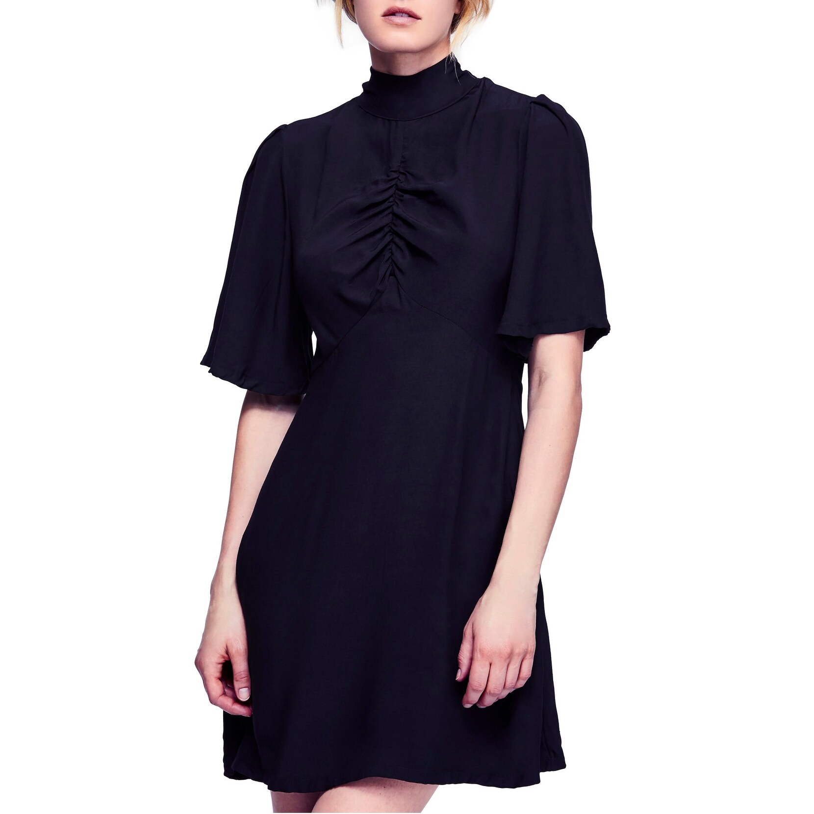 mock neck a line dress