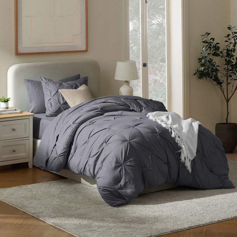 Nestl Pinch Pleate Comforter Set Bed in a Bag with Cooling Pillow