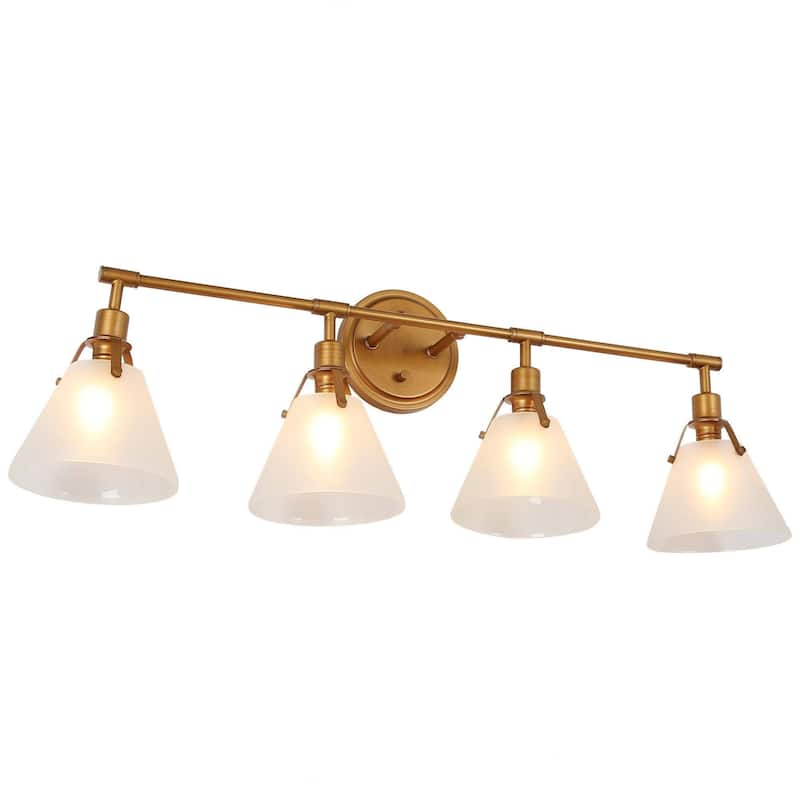 Coney Modern Gold 4-Light Glass Bathroom Vanity Light Wall Sconce - 31.5'' L x 6.7'' W x 10.6'' H