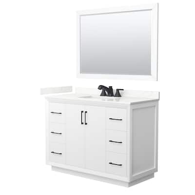 Strada 48-inch Single Vanity, Quartz Top, 46-inch Mirror