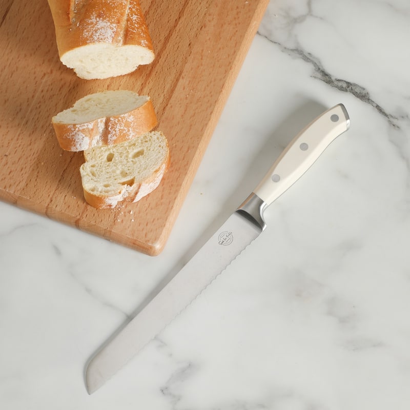 Sur La Table Kitchen Essential Tasting Kitchen German Steel Forged Full Tang Prfessional Knife with White Handle