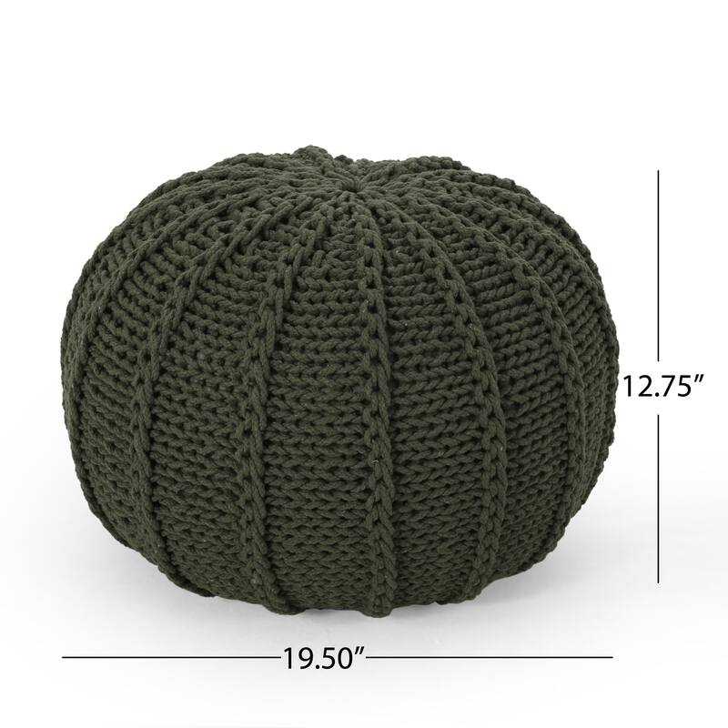 Corisande Knitted Cotton Pouf by Christopher Knight Home