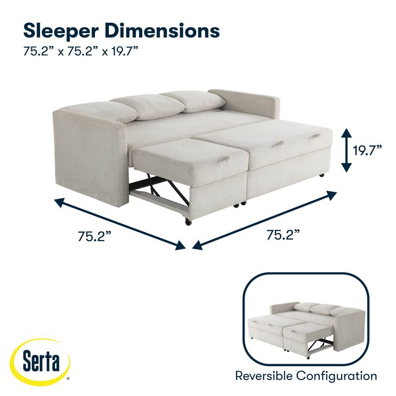 Serta Mia Convertible Sofa in Woven Polyester Fabric