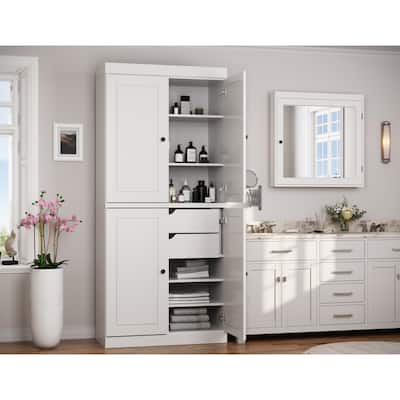 Palace Imports 100% Solid Wood 32" Bathroom Cabinet with Solid Doors, 2-Drawers and Adjustable Shelves