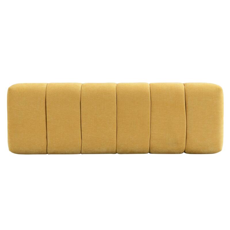 Yellow Chenille No-Assembly Dining Ottoman Bench