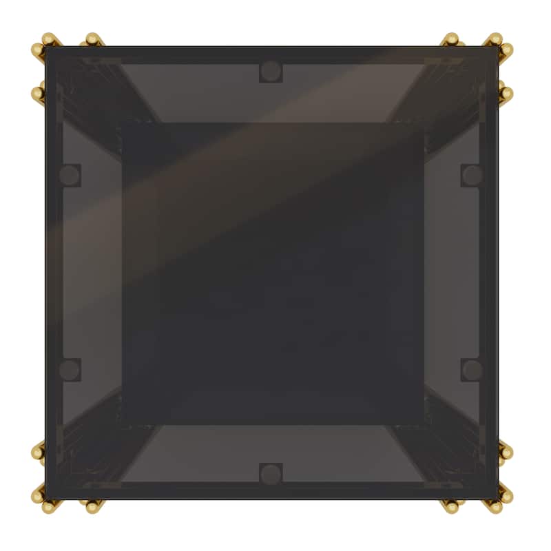 19.9" Modern Transparent Glass End Table for Living Room, Square,Asymmetrical Metal, Gold Finish & Lower Shelf